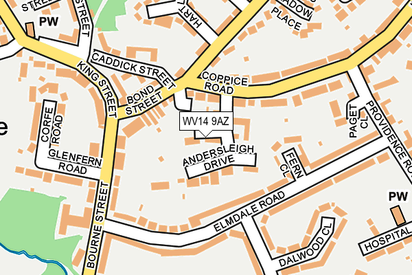 WV14 9AZ map - OS OpenMap – Local (Ordnance Survey)
