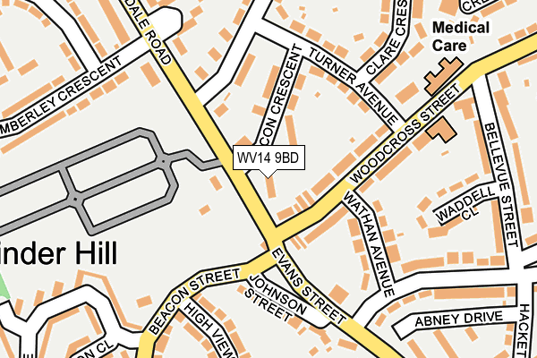 WV14 9BD map - OS OpenMap – Local (Ordnance Survey)