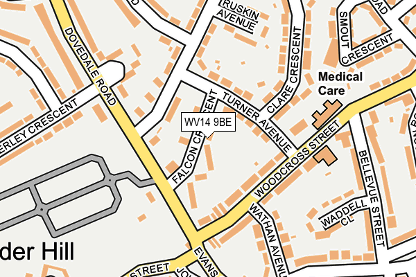 WV14 9BE map - OS OpenMap – Local (Ordnance Survey)
