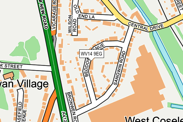 WV14 9EG map - OS OpenMap – Local (Ordnance Survey)