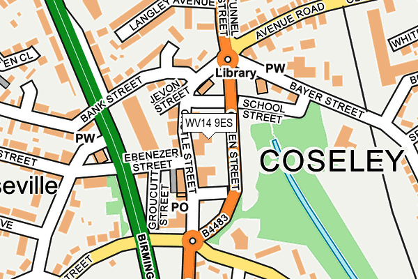 WV14 9ES map - OS OpenMap – Local (Ordnance Survey)