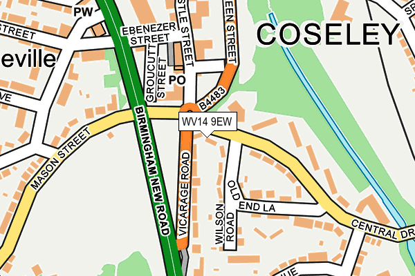 WV14 9EW map - OS OpenMap – Local (Ordnance Survey)