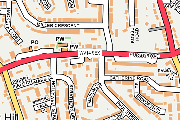 WV14 9EX map - OS OpenMap – Local (Ordnance Survey)