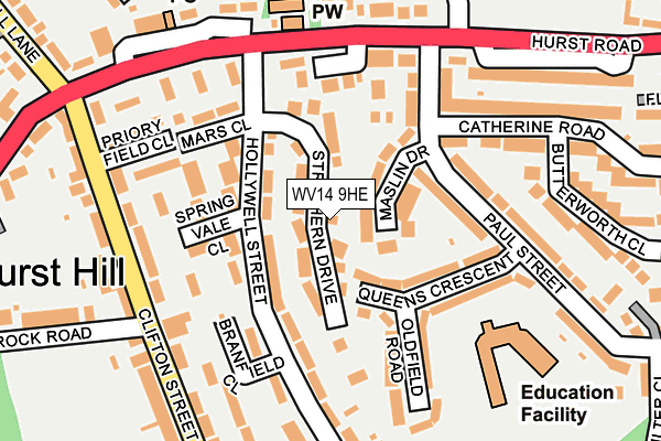 WV14 9HE map - OS OpenMap – Local (Ordnance Survey)