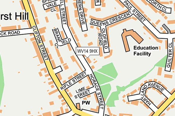 WV14 9HX map - OS OpenMap – Local (Ordnance Survey)