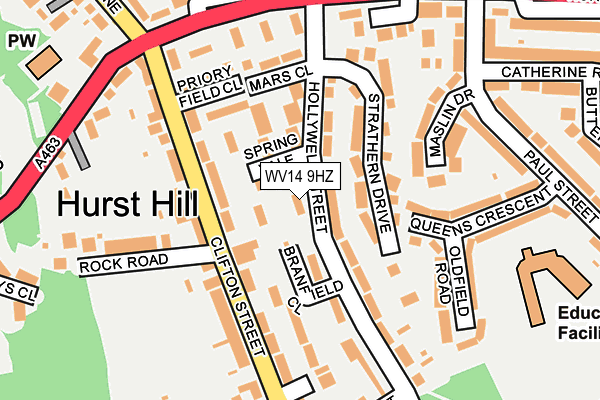 WV14 9HZ map - OS OpenMap – Local (Ordnance Survey)