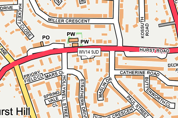 WV14 9JD map - OS OpenMap – Local (Ordnance Survey)