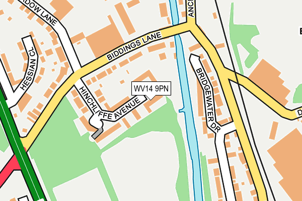 WV14 9PN map - OS OpenMap – Local (Ordnance Survey)