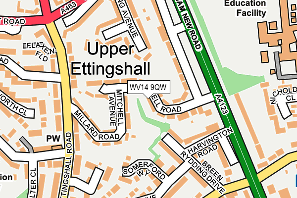 WV14 9QW map - OS OpenMap – Local (Ordnance Survey)