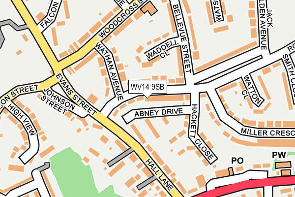 WV14 9SB map - OS OpenMap – Local (Ordnance Survey)