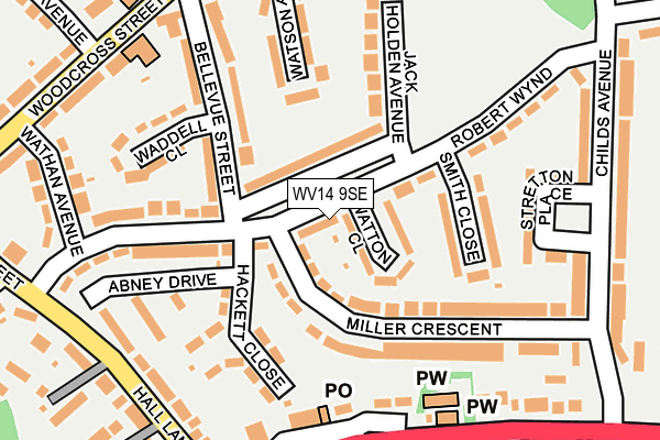 WV14 9SE map - OS OpenMap – Local (Ordnance Survey)