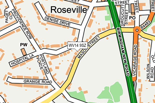 WV14 9SZ map - OS OpenMap – Local (Ordnance Survey)