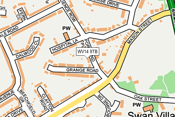 WV14 9TB map - OS OpenMap – Local (Ordnance Survey)