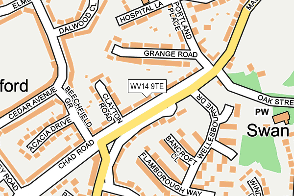 WV14 9TE map - OS OpenMap – Local (Ordnance Survey)