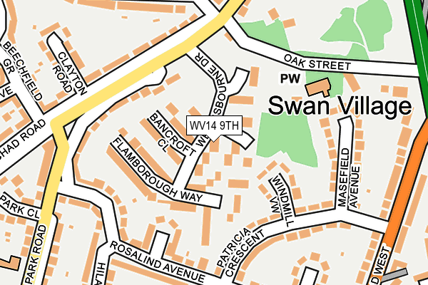 WV14 9TH map - OS OpenMap – Local (Ordnance Survey)