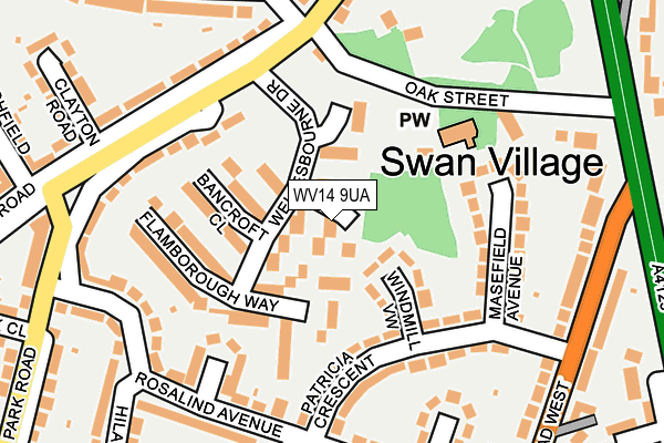 WV14 9UA map - OS OpenMap – Local (Ordnance Survey)