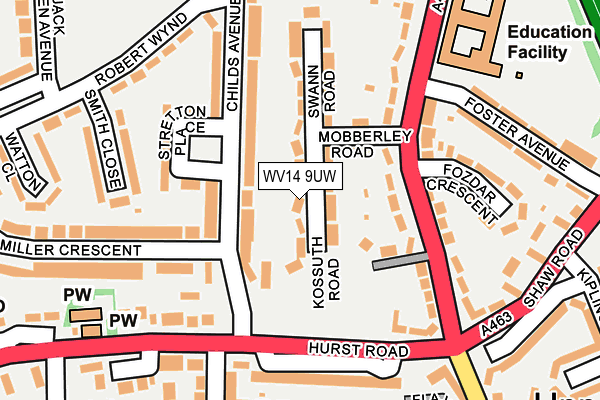 WV14 9UW map - OS OpenMap – Local (Ordnance Survey)