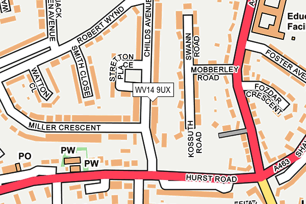 WV14 9UX map - OS OpenMap – Local (Ordnance Survey)