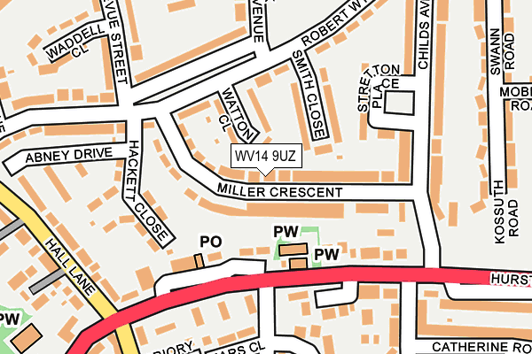 WV14 9UZ map - OS OpenMap – Local (Ordnance Survey)