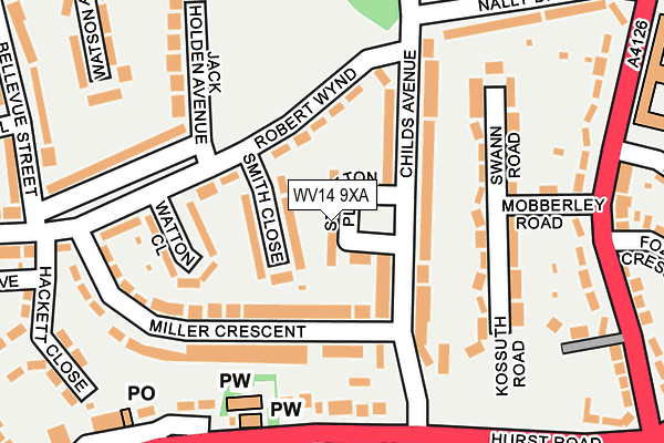 WV14 9XA map - OS OpenMap – Local (Ordnance Survey)