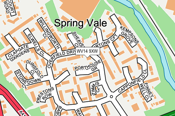WV14 9XW map - OS OpenMap – Local (Ordnance Survey)