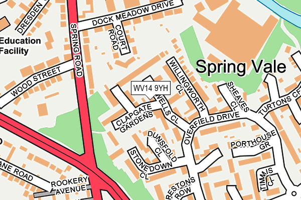 WV14 9YH map - OS OpenMap – Local (Ordnance Survey)