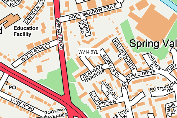 WV14 9YL map - OS OpenMap – Local (Ordnance Survey)