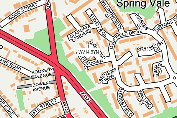 WV14 9YN map - OS OpenMap – Local (Ordnance Survey)