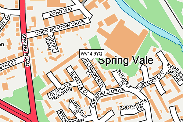 WV14 9YQ map - OS OpenMap – Local (Ordnance Survey)