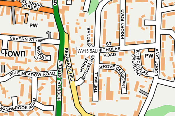 WV15 5AU map - OS OpenMap – Local (Ordnance Survey)