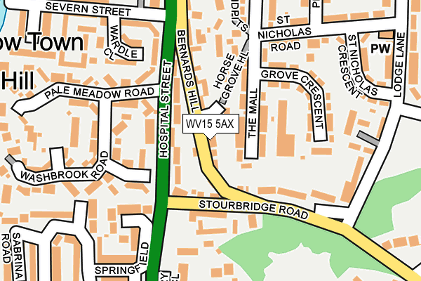 WV15 5AX map - OS OpenMap – Local (Ordnance Survey)