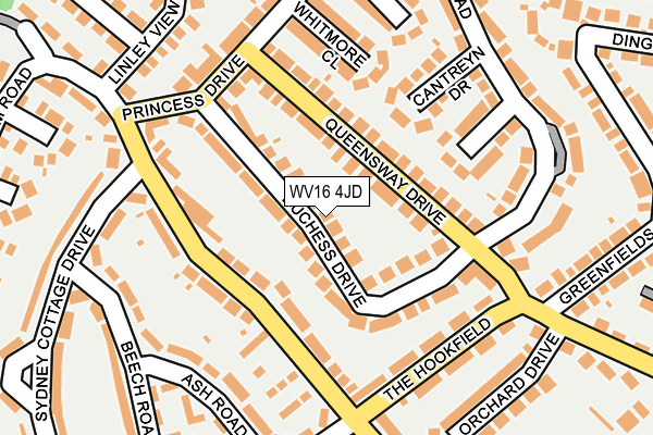 WV16 4JD map - OS OpenMap – Local (Ordnance Survey)