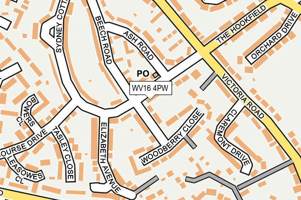 WV16 4PW map - OS OpenMap – Local (Ordnance Survey)