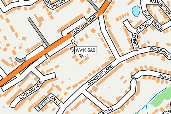 WV16 5AB map - OS OpenMap – Local (Ordnance Survey)