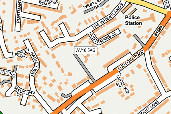 WV16 5AG map - OS OpenMap – Local (Ordnance Survey)