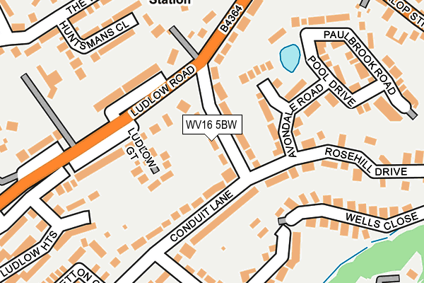WV16 5BW map - OS OpenMap – Local (Ordnance Survey)
