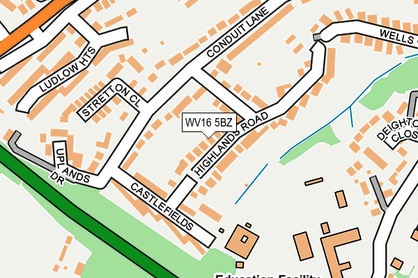 WV16 5BZ map - OS OpenMap – Local (Ordnance Survey)