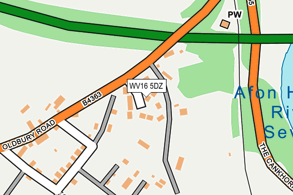 WV16 5DZ map - OS OpenMap – Local (Ordnance Survey)