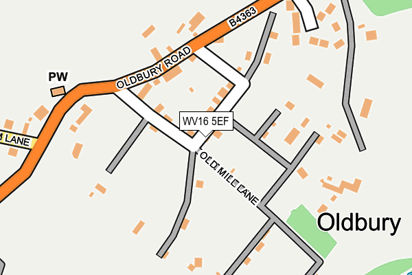 WV16 5EF map - OS OpenMap – Local (Ordnance Survey)