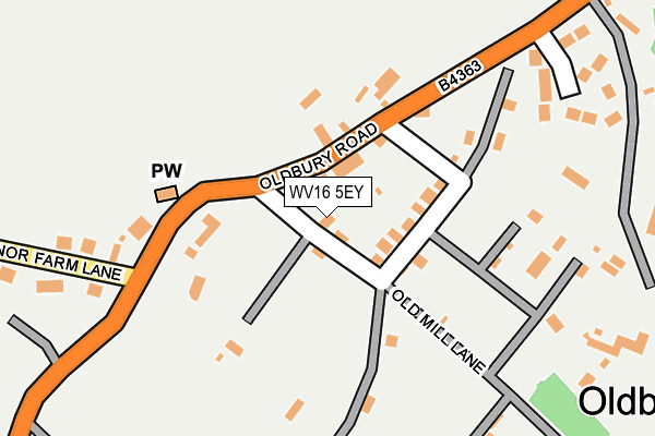 WV16 5EY map - OS OpenMap – Local (Ordnance Survey)