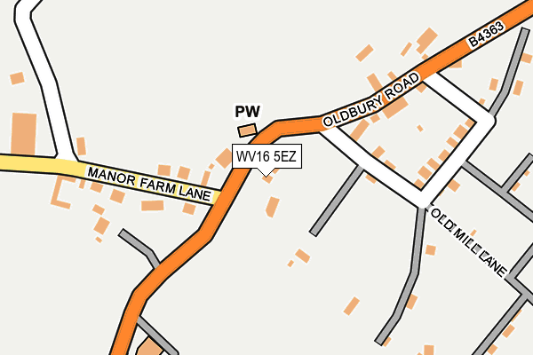 WV16 5EZ map - OS OpenMap – Local (Ordnance Survey)