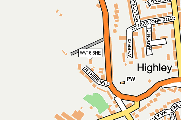 WV16 6HE map - OS OpenMap – Local (Ordnance Survey)