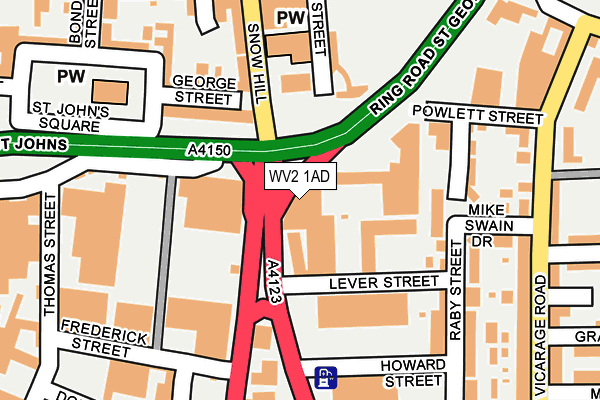 WV2 1AD map - OS OpenMap – Local (Ordnance Survey)