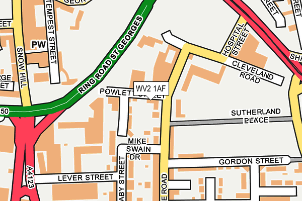 WV2 1AF map - OS OpenMap – Local (Ordnance Survey)