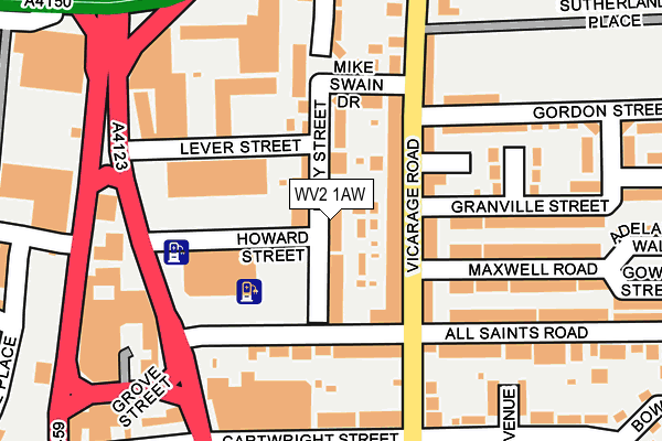 WV2 1AW map - OS OpenMap – Local (Ordnance Survey)