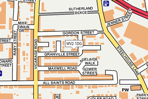 WV2 1DG map - OS OpenMap – Local (Ordnance Survey)