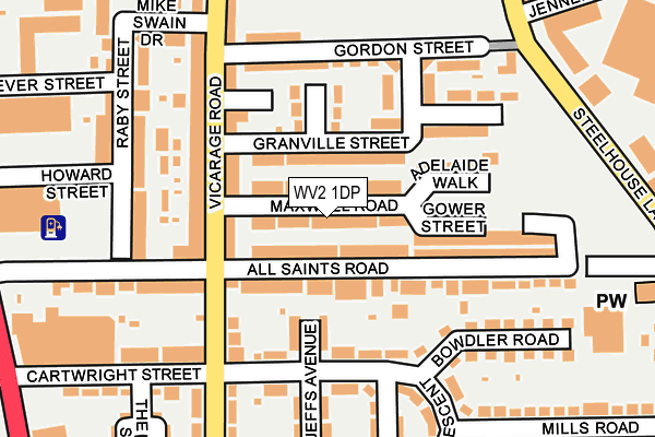 WV2 1DP map - OS OpenMap – Local (Ordnance Survey)