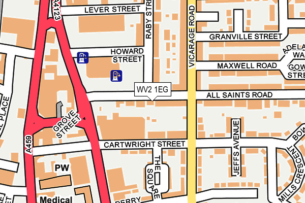 WV2 1EG map - OS OpenMap – Local (Ordnance Survey)