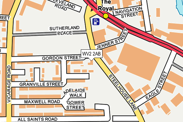 WV2 2AB map - OS OpenMap – Local (Ordnance Survey)