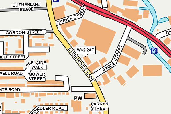 WV2 2AF map - OS OpenMap – Local (Ordnance Survey)